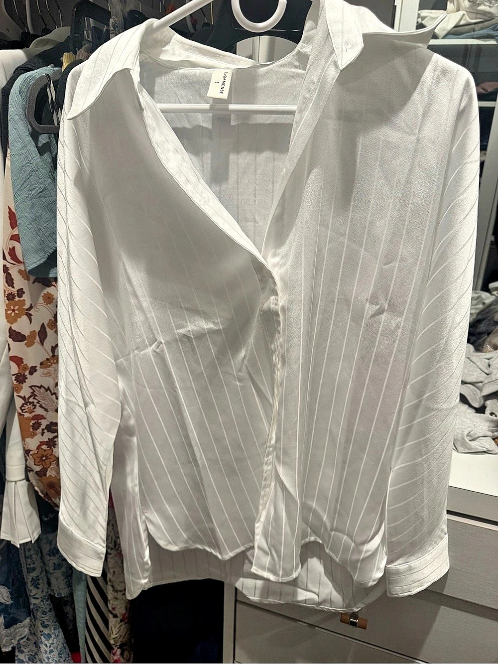 CimMENSE Charlotte Oversized Button Up Collared Shirt Striped Button-Up Shirt in